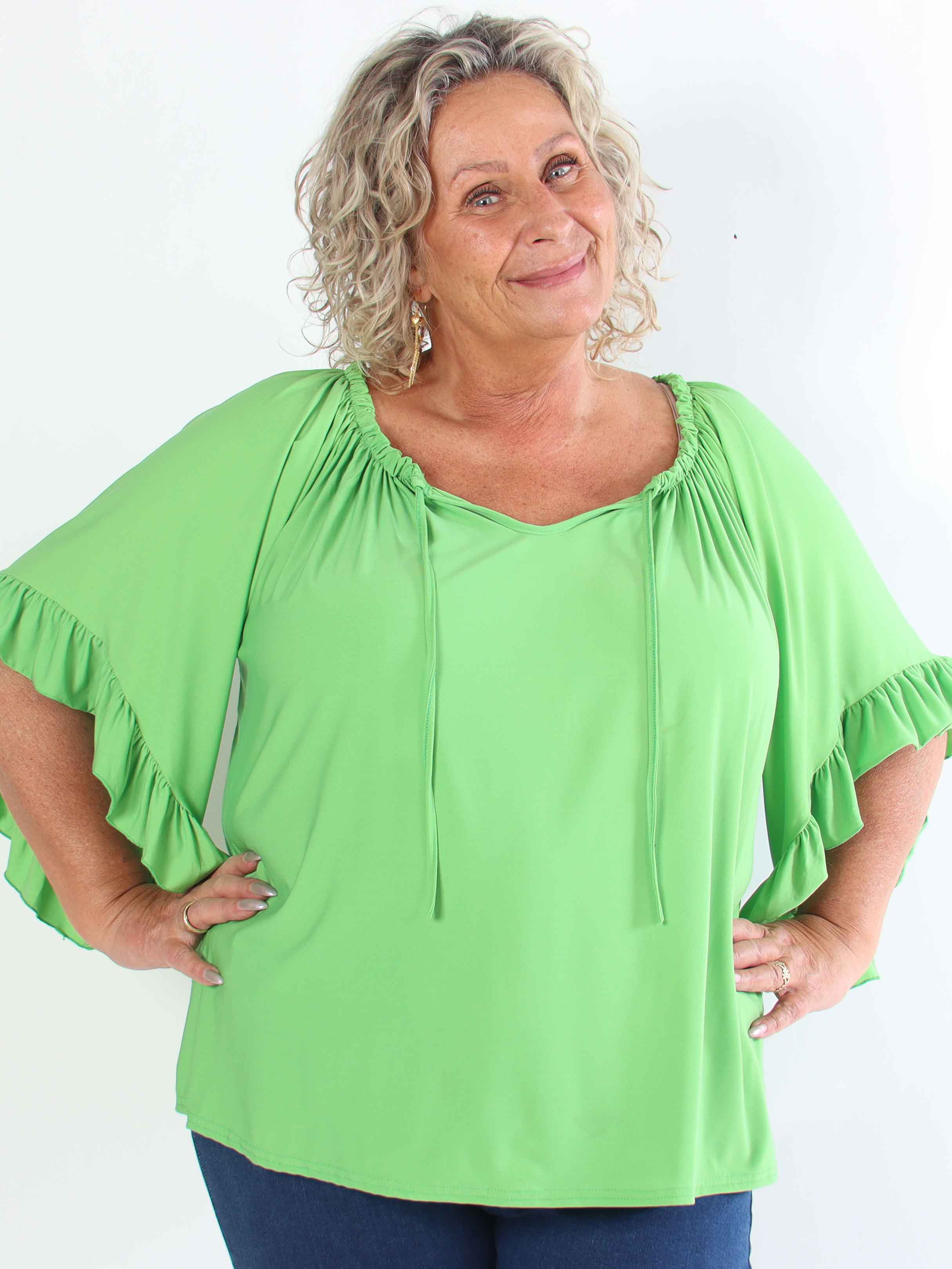 Anneli - Söt elastisk plus size tunika med volangärmar